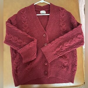 Red Chunky Cardigan